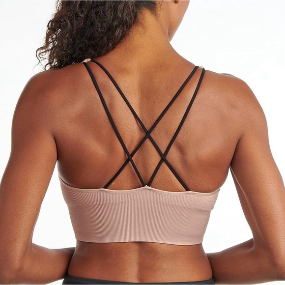 Puma Low Support Ribbed Seamless Bra, Bark/Blush Pink, Size Medium - Picture 3 of 14